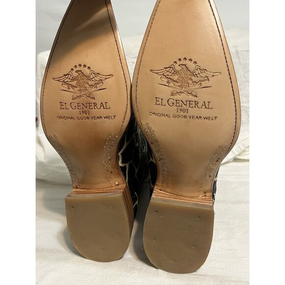 Stingray Leopard Print Pointed Toe Cowboy Boots by El General 1901 Mens Size 7.5 main image 5
